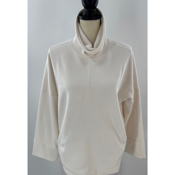 Athleta White Cozy Karma Mock Funnelneck Fleece Lined Sweatshirt Sweater S M - Picture 4 of 9